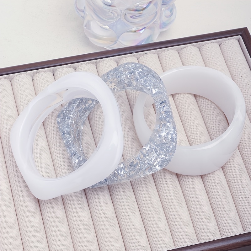 3pc Women's Elegant Retro Square Bangle Set, Casual Chic